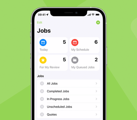 Jobs view on ServiceM8 app